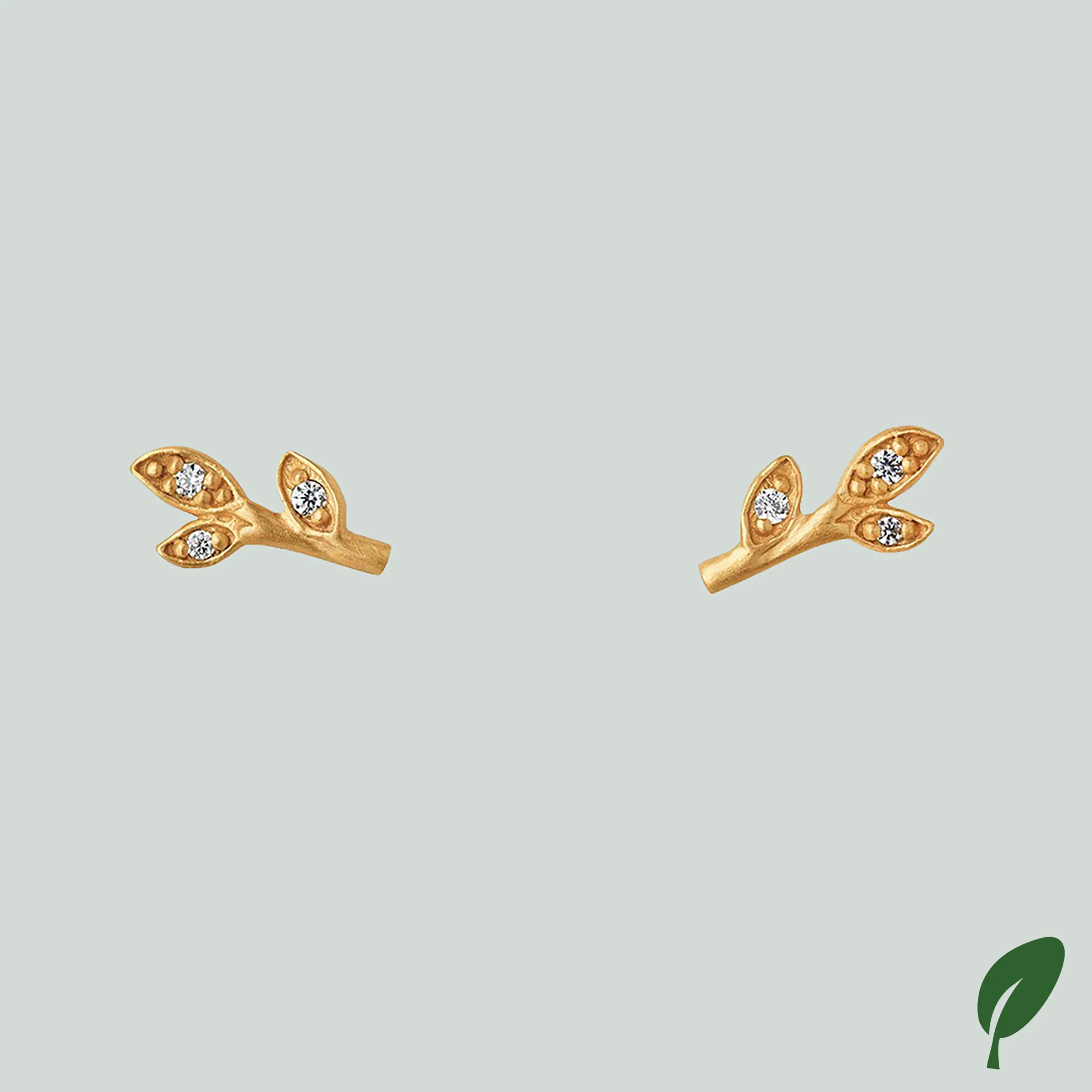 byBiehl® Danmark Fine Jungle Ivy Sparkle Leaf Ørestikker 14K guld Sale