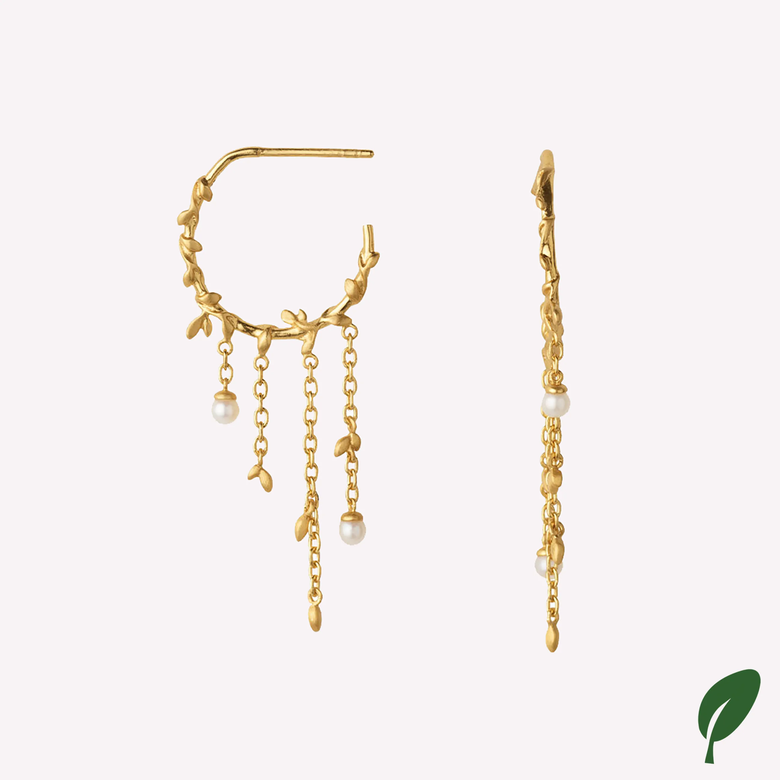 byBiehl® Danmark Jungle Ivy Hoops Pearl 14K forgyldt sølv / perle Shop