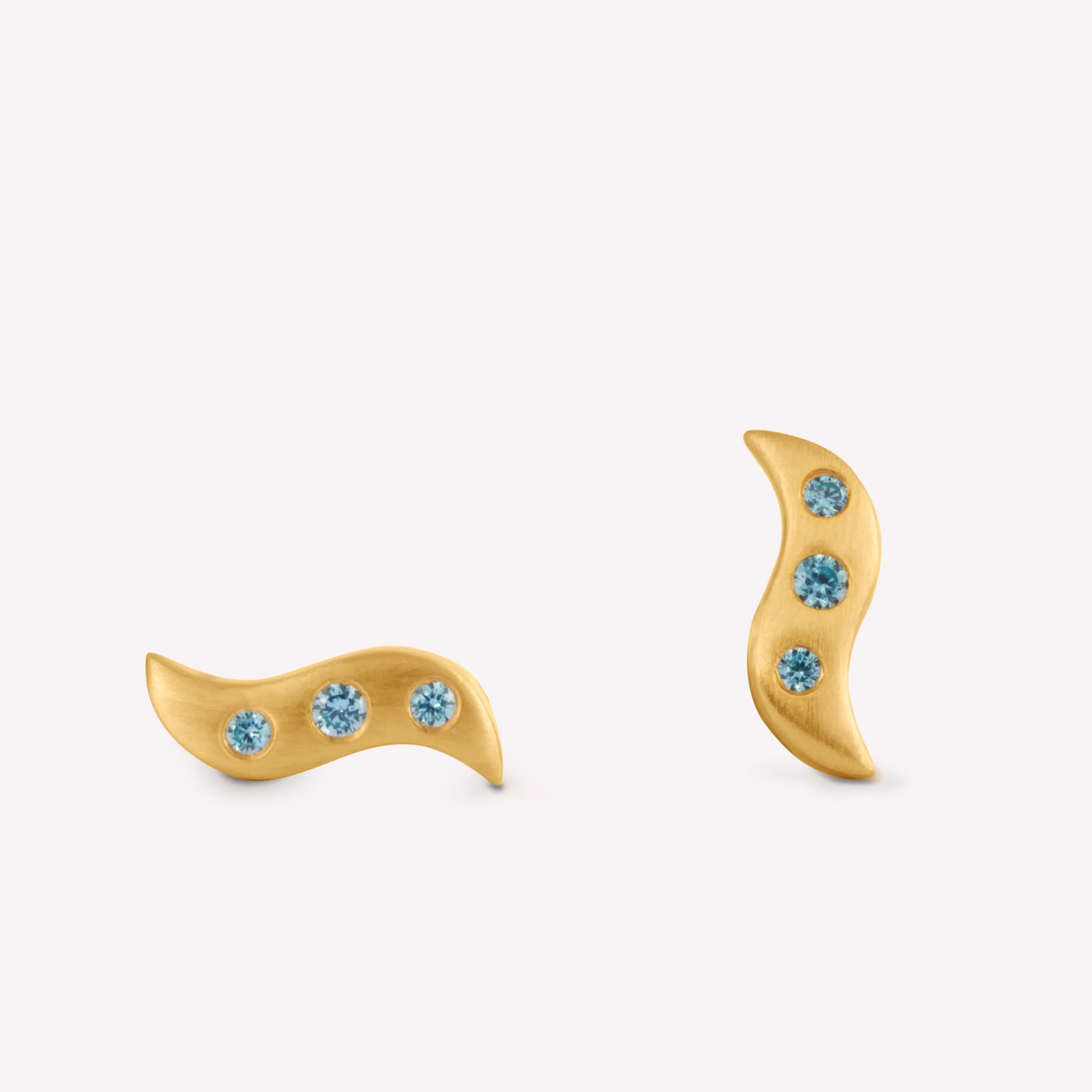 byBiehl® Danmark Wave Studs blå 14K forgyldt sølv / Blå zirkonia Fashion