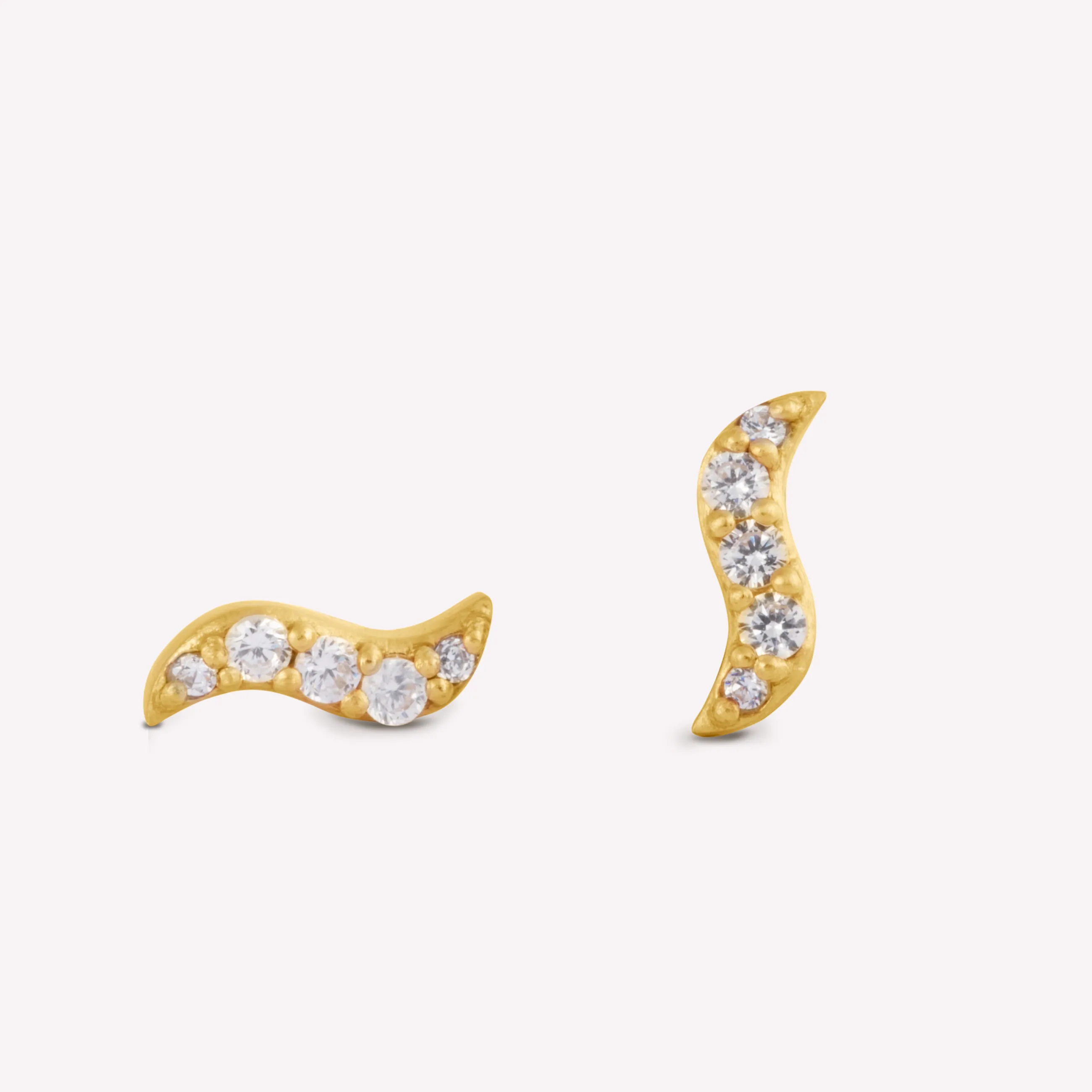 byBiehl® Danmark Wave Studs Sparkle 14K forgyldt sølv / Zirkonia Clearance